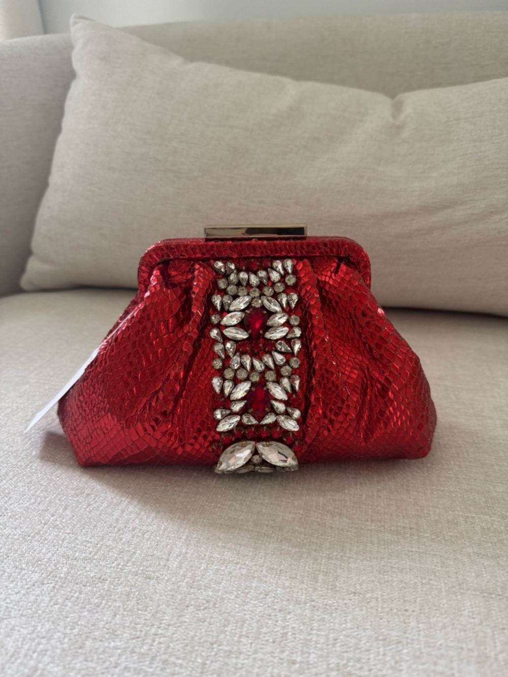 Elegant Red Jeweled Evening Clutch